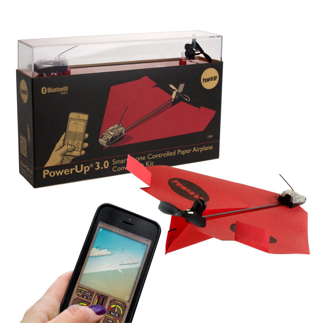 Powerup. Радиоуправляемый бумажный самолетик POWERUP 3.0. Smartphone Controller paper Airplane Kit". POWERUP 1200m.